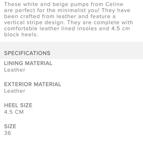 Celine stripe leather white mini block heel pumps - Picture 8 of 8